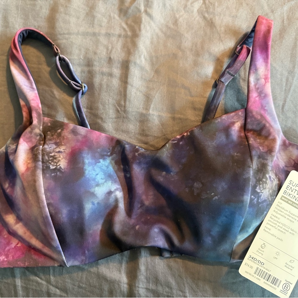 Athleta Purple and Blue Tie-Dye Bra